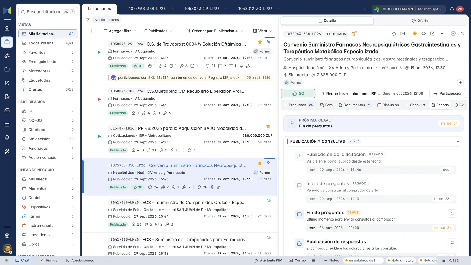 Fechas de 1075963-358-LP26, con la próxima etapa destacada.