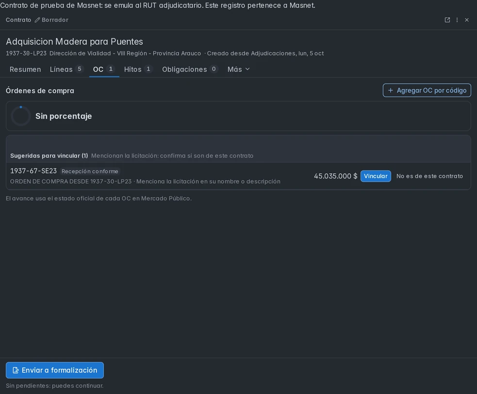 OC 1937-67-SE23 sugerida por referencia al proceso, con confirmación para vincular.